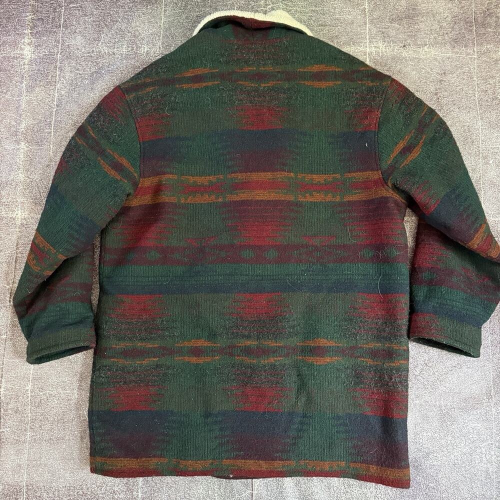 Men's Vintage Woolrich USA Green Dumb And Dumber Tribal Aztec Wool Jacket Sz L - Picture 5 of 5